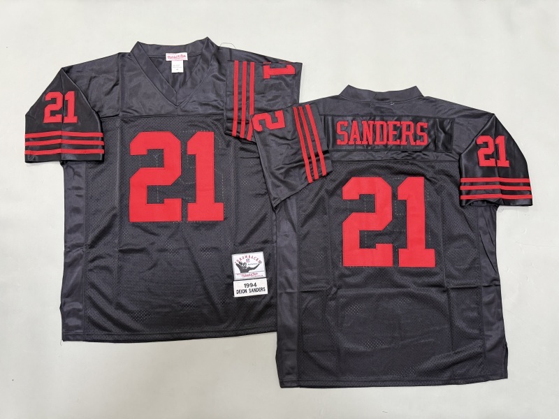 Men 2025 San Francisco 49ers #21 Sanders black Throwback Limited NFL Jersey style 001->san francisco 49ers->NFL Jersey